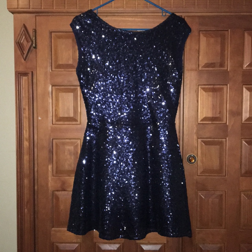 Navy blue sparkly party dress